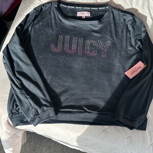Juicy Couture Black Top with Pink Rhinestone Logo!!